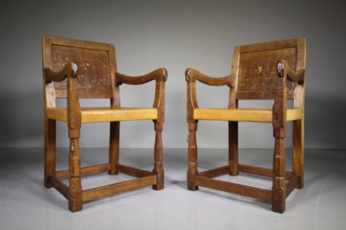 Rare Pair of Mouseman 1930’S Armchairs