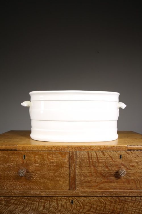 Large 19th Century English Antique Creamware Banded Footbath