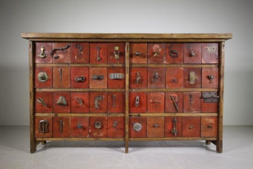 English Edwardian Ironmonger’s Antique Chest of Drawers