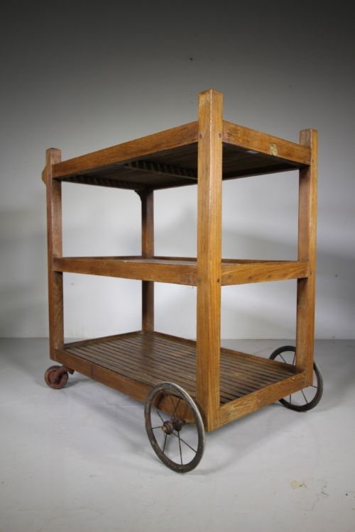 Heals Large Edwardian Antique Teak Trolley