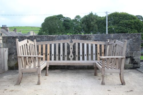 Rare Edwardian Antique Country House Teak Garden Bench Seat