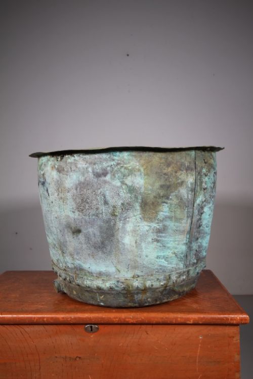 Large English 19th Century Verdigris Antique Copper