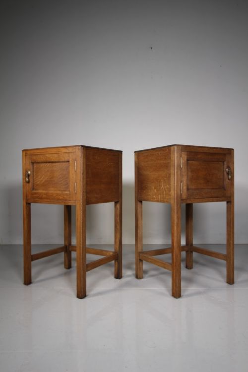 Pair of Heals Antique Oak Bedside Cabinets