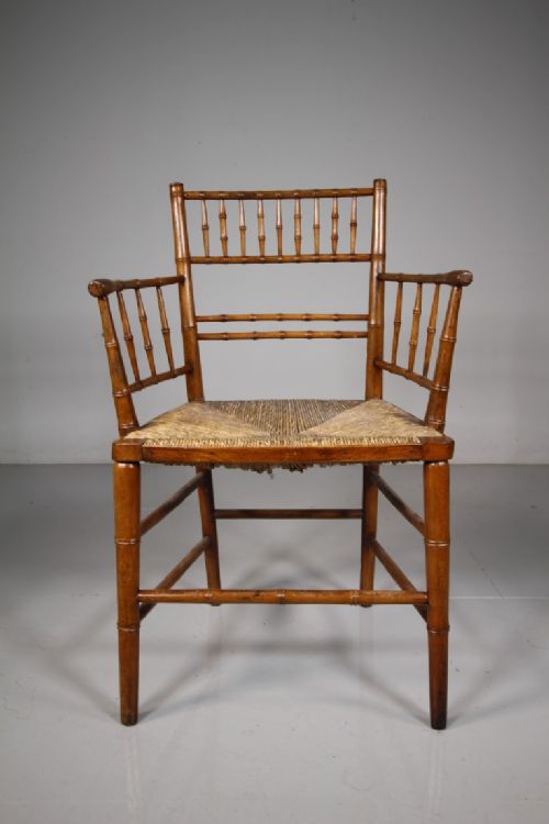English Regency Antique Simulated Bamboo Chair