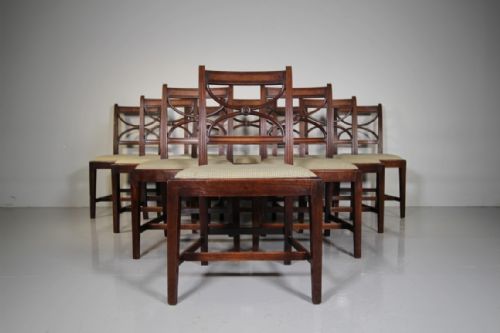 Set of Ten Georgian Antique Whitehaven Mahogany Dining Chairs