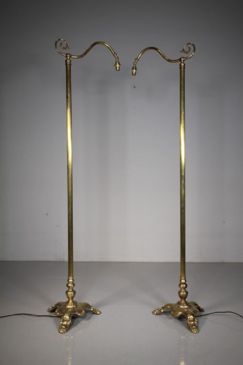 Pair of English Edwardian Antique Floor Lamps – Rewired