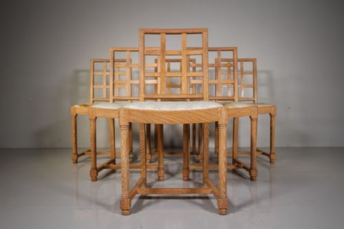 Set of Six Heals 1930’S Oak Dining Chairs – Lattice Back
