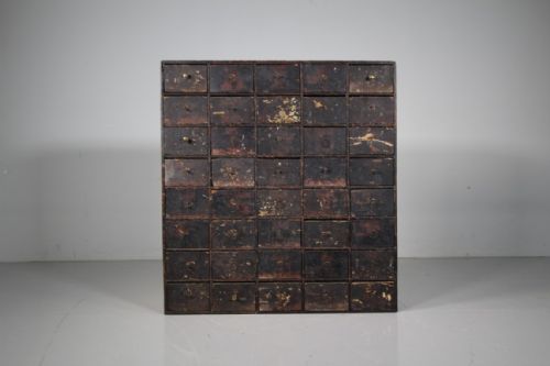 Georgian Antique Original Painted Pine Bank of Drawers