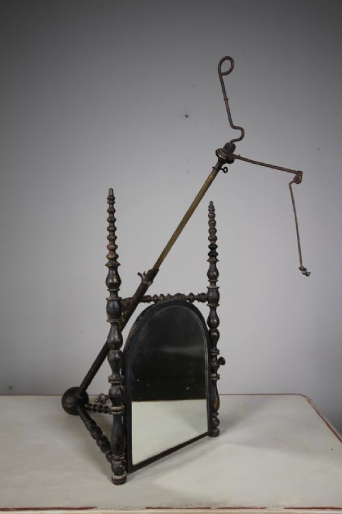 Rare 19th Century Antique Adjustable Candle Mirror