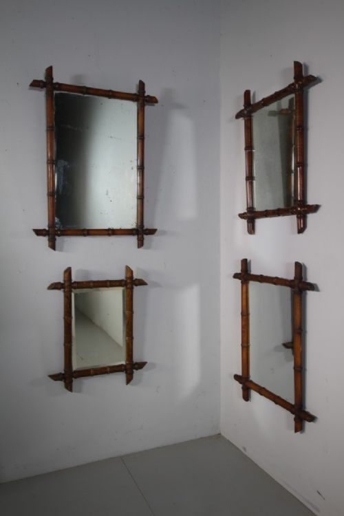 Set of Four Faux Bamboo Antique Wall Mirrors