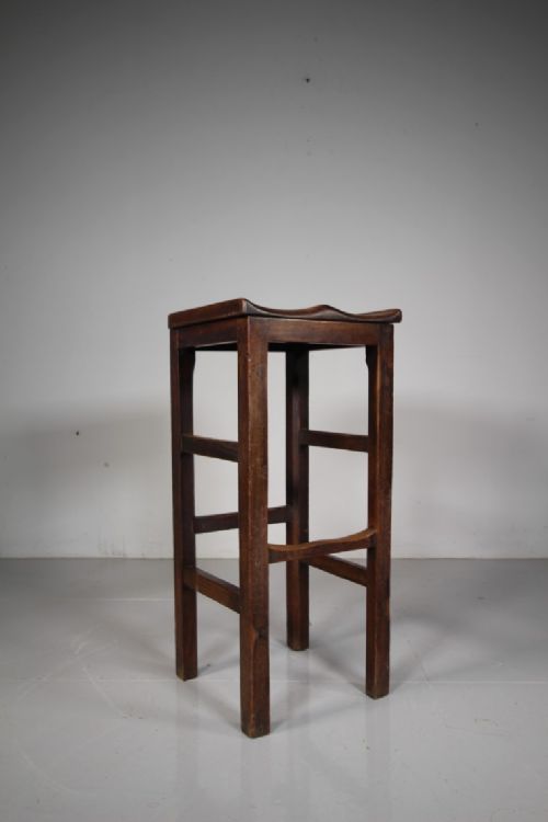 TALL ENGLISH 19TH CENTURY ANTIQUE MAHOGANY STOOL - ADDITIONAL PHOTO 1