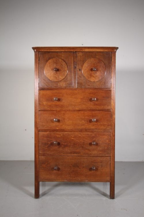 Rare Early Heals of London Antique Solid Oak Owl Cabinet