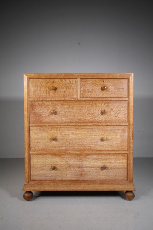 Superb Large Heals of London Antique Oak Chest of Drawers – Labelled