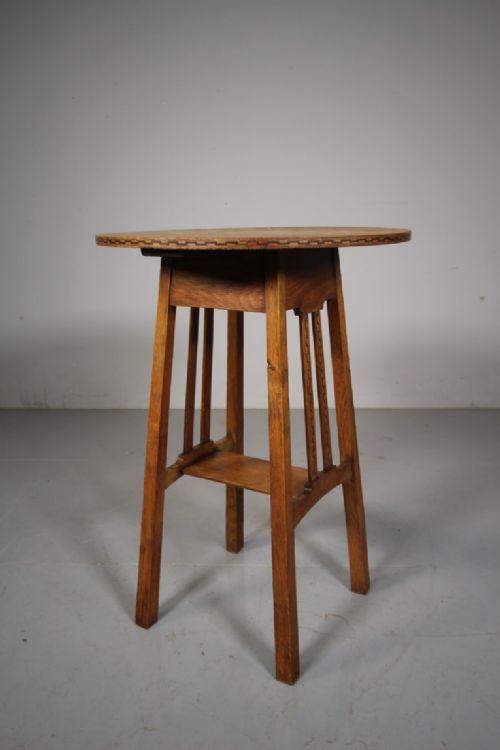 Early Heals Antique Oak Chequer Inlay Side Table