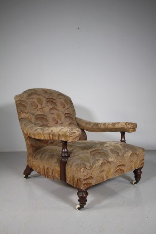 English 19th Century Ample Antique Open Armchair