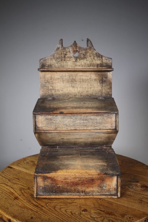 Early 19th Century Antique Spoon Rack & Cutlery Box in the Original Paint