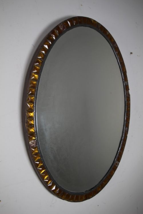 Rare 19th Century Irish Oval Antique Jewelled Wall Mirror