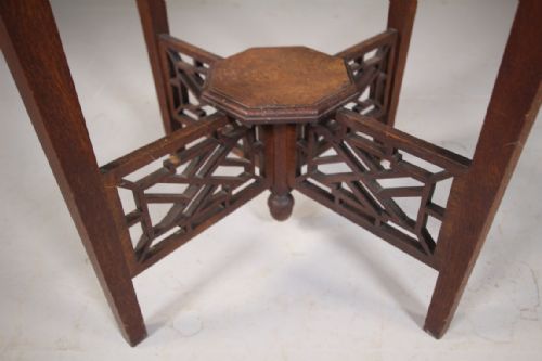 ENGLISH ARTS CRAFTS ANTIQUE OAK SIDE TABLE - ADDITIONAL PHOTO 3
