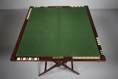 19th Century English Antique Card Games Table with Markers