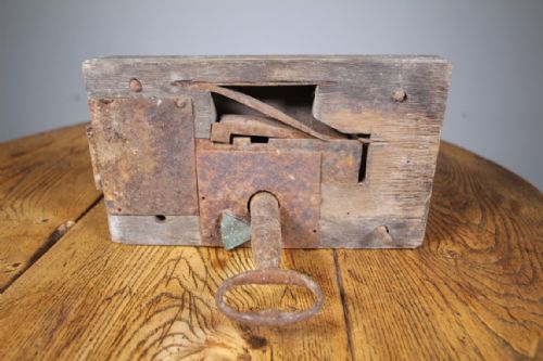 GEORGIAN ANTIQUE WORKING OAK BOX LOCK KEY - ADDITIONAL PHOTO 1
