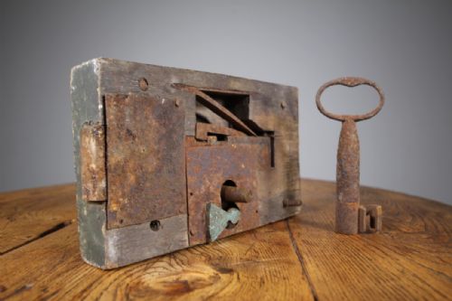 GEORGIAN ANTIQUE WORKING OAK BOX LOCK KEY - ADDITIONAL PHOTO 2
