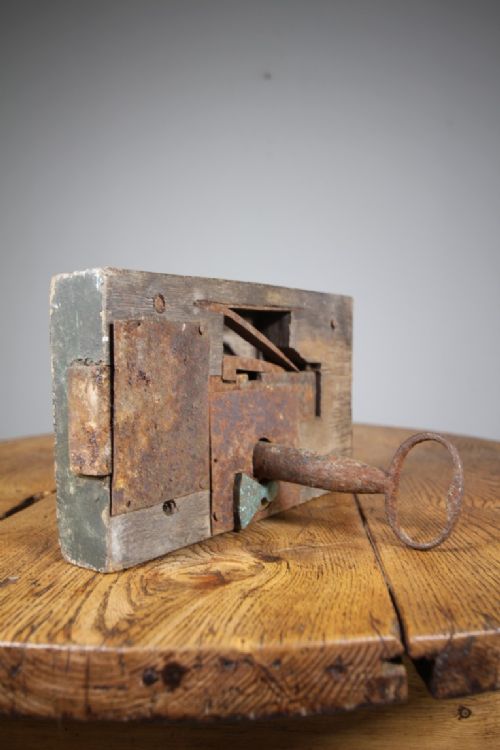 GEORGIAN ANTIQUE WORKING OAK BOX LOCK KEY - ADDITIONAL PHOTO 3