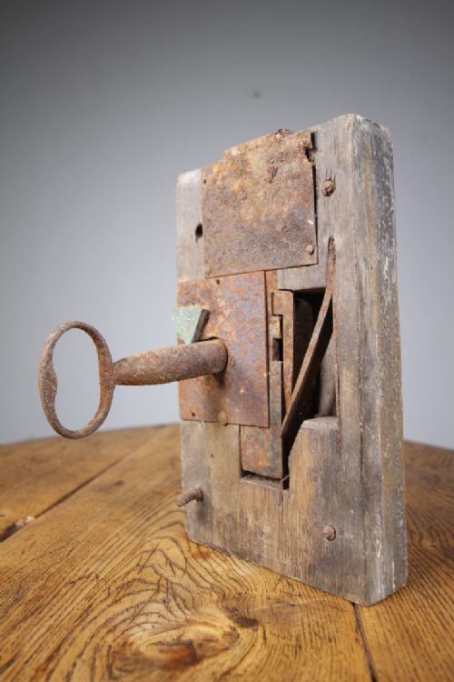 GEORGIAN ANTIQUE WORKING OAK BOX LOCK KEY - ADDITIONAL PHOTO 5