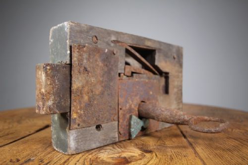GEORGIAN ANTIQUE WORKING OAK BOX LOCK KEY - ADDITIONAL PHOTO 6