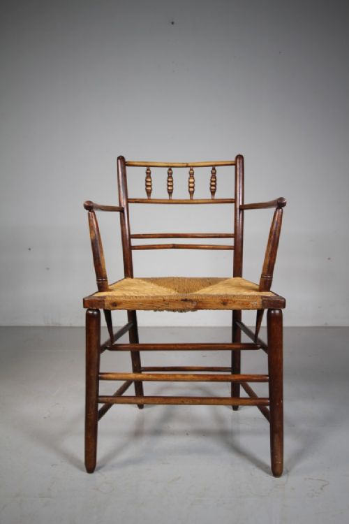 WONDERFUL WILLIAM MORRIS ANTIQUE SUSSEX ARMCHAIR - ADDITIONAL PHOTO 2