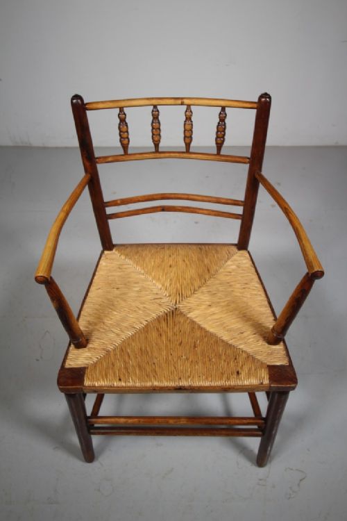 WONDERFUL WILLIAM MORRIS ANTIQUE SUSSEX ARMCHAIR - ADDITIONAL PHOTO 4