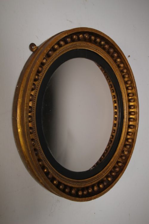 ENGLISH REGENCY ANTIQUE GILT CONVEX MIRROR - ADDITIONAL PHOTO 3