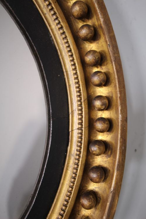 ENGLISH REGENCY ANTIQUE GILT CONVEX MIRROR - ADDITIONAL PHOTO 4