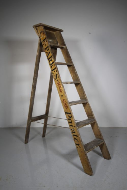 19th Century Antique Pine Decorators Ladders in Original Paint