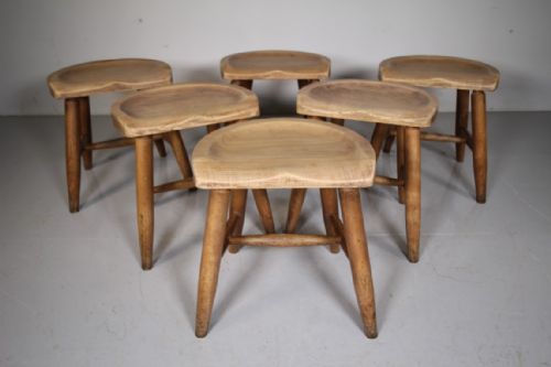 Set of Six English 1930’S Saddle Dining Stool