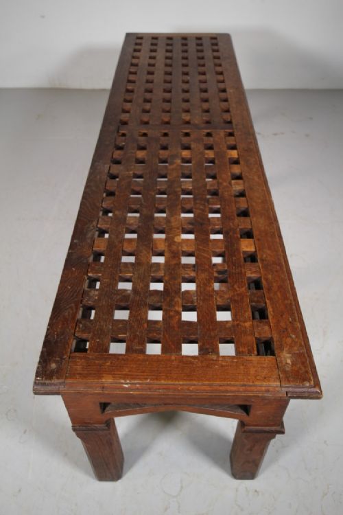 WONDERFUL LARGE ENGLISH GOTHIC ANTIQUE OAK WINDOW SEAT - ADDITIONAL PHOTO 1