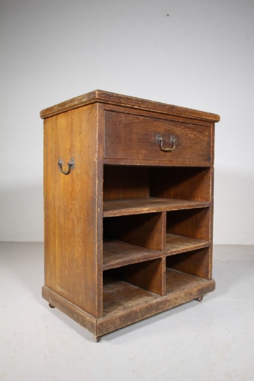 19TH CENTURY ANTIQUE OAK CUPBOARD ON WHEELS - ADDITIONAL PHOTO 3