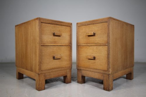 Pair of Heals 1920’S Oak Bedside Chests – Labelled