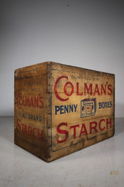 Large Edwardian Antique Colman’s Advertising Pine Box