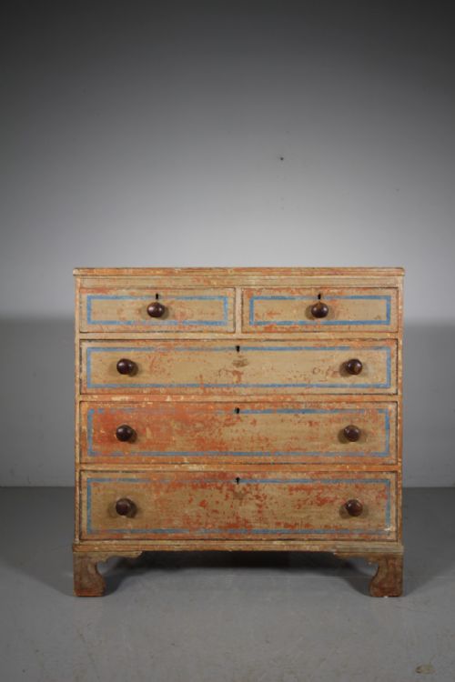 Regency Original Painted Pine Antique Chest of Drawers