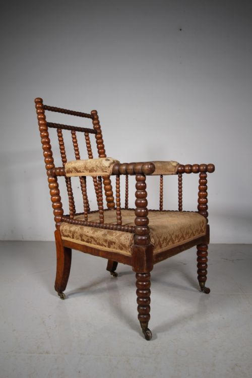 English 19th Century Antique Bobbin Armchair