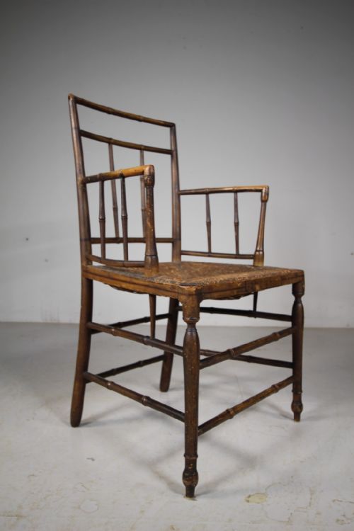 FINE REGENCY ORIGINAL PAINTED DECORATED ANTIQUE ARMCHAIR - ADDITIONAL PHOTO 1