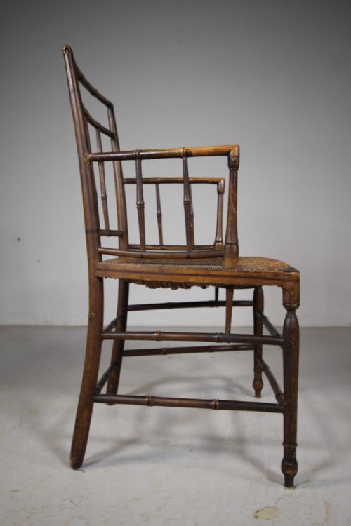 FINE REGENCY ORIGINAL PAINTED DECORATED ANTIQUE ARMCHAIR - ADDITIONAL PHOTO 2
