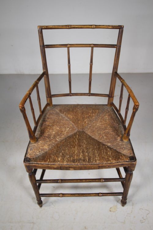 FINE REGENCY ORIGINAL PAINTED DECORATED ANTIQUE ARMCHAIR - ADDITIONAL PHOTO 3