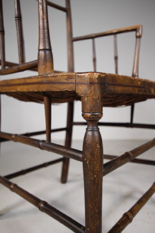 FINE REGENCY ORIGINAL PAINTED DECORATED ANTIQUE ARMCHAIR - ADDITIONAL PHOTO 4