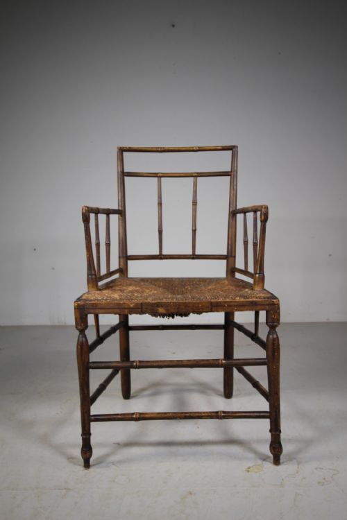 FINE REGENCY ORIGINAL PAINTED DECORATED ANTIQUE ARMCHAIR - ADDITIONAL PHOTO 6