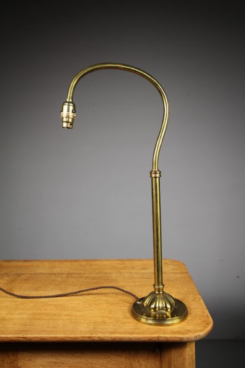 TALL EDWARDIAN ANTIQUE BRASS STUDENT READING LAMP REWIRED - ADDITIONAL PHOTO 2