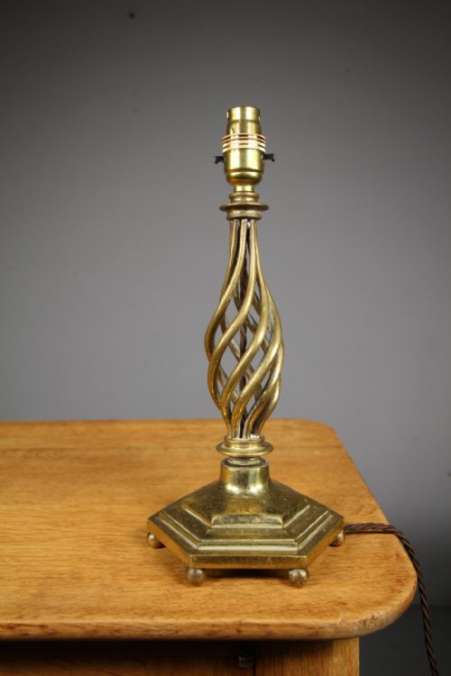English Edwardian Antique Open Twist Table Lamp – Rewired