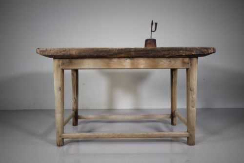 17th Century English Antique Oak Slab Top Table