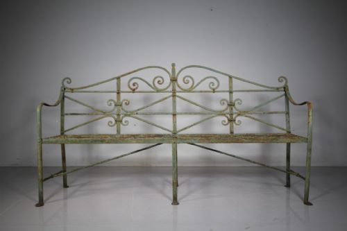 English Regency Antique Wrought Iron Reeded Garden Bench – Best Model