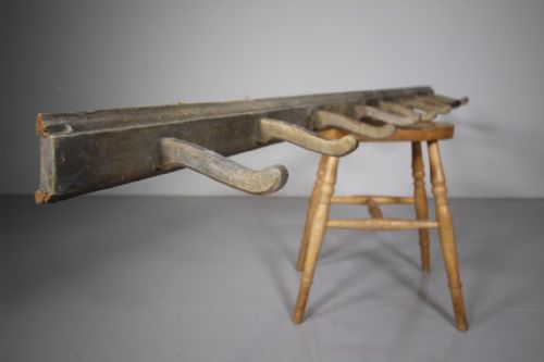 Lovely Set of English Antique Original Painted Pine Hooks